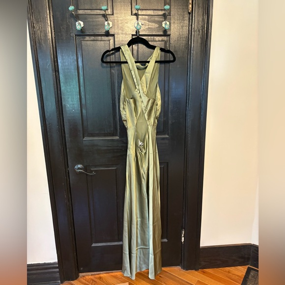 NWT Reformation Casette Silk Dress in Artichoke - Picture 5 of 7